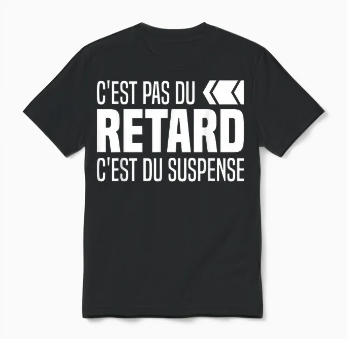 C'est Pas Du Delay C'est Du Suspense Always Delay Funny Unisex T-Shirt in Black