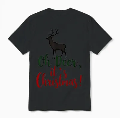 Oh Deer It's Christmas Unisex T-Shirt - Black
