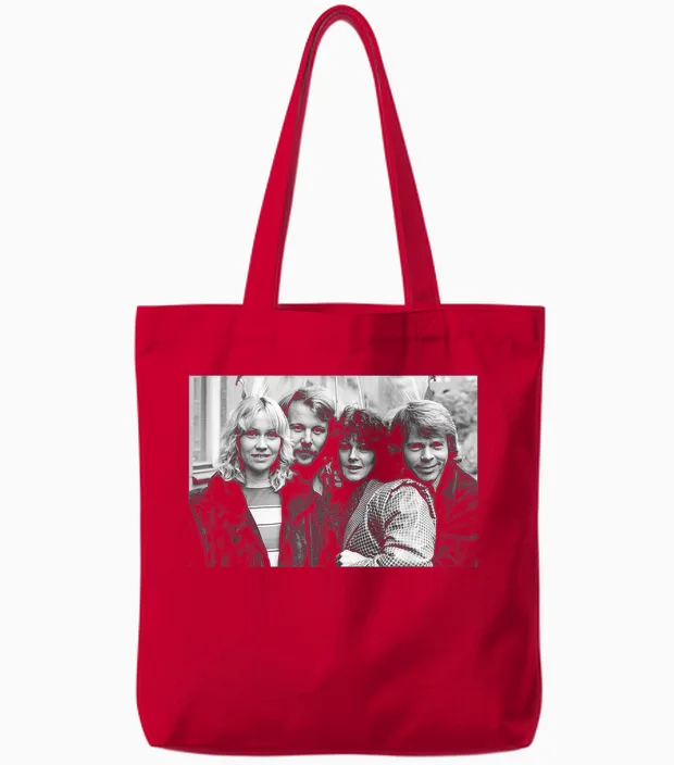 Abba - Portrait of Swedish Pop Group Arrival Promo 1976 Tote Bags in Red