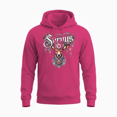 Trachtenshirt Damen Trachten T-Shirt Bayrisch Dirndl Servus Unisex Hoodie - Heliconia