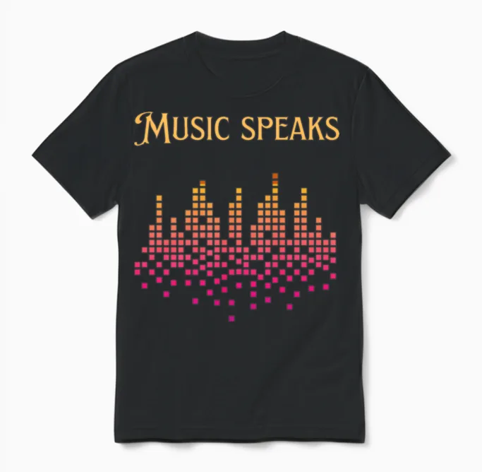 Music Speaks. Lovers Unisex T-Shirt in Black