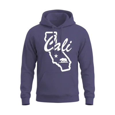 Cali Bear Map Unisex Hoodie - Heather Sport Dark Navy