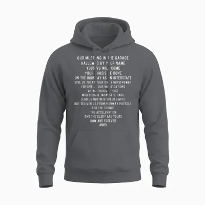 Funny Mustang Car Lords Prayer Unisex Hoodie - Charcoal