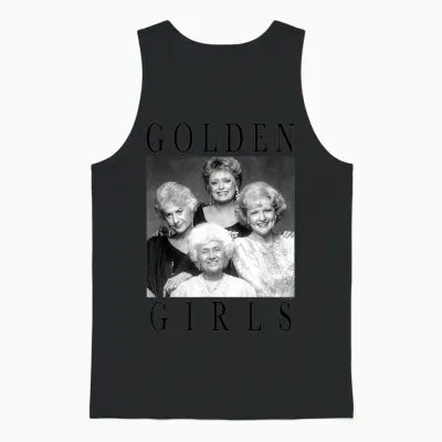 The Golden Girls Iconic Queens Vintage Group Shot Portrait T-Shirt, White Unisex Tank Top - Black