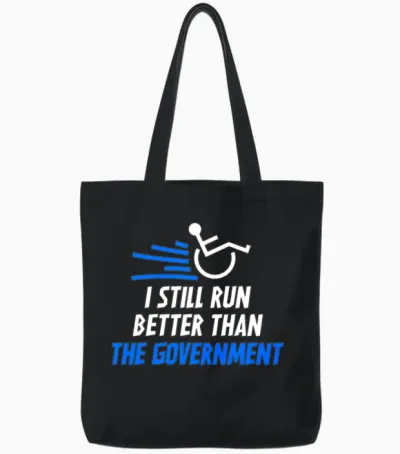 Funny Wheelchair Humor Tote Bags - Black