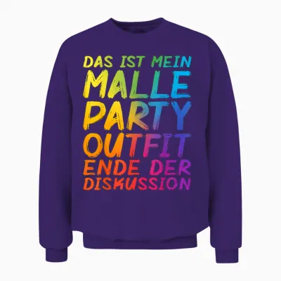 Das Ist Mein Malle Party Outfit Ende Der Diskussion T-Shirt, Black, S Unisex Sweatshirt - Purple