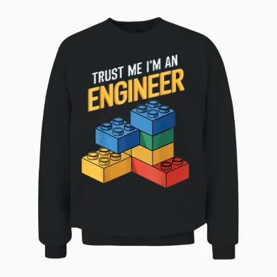 I'm an Engineer Kids Brick Builder Bricks Building Blocks Unisex Sweatshirt - Black