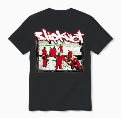 Offiziell Slipknot Rote Jumpsuits Retro Nu Metal Band Unisex T-Shirt - Black