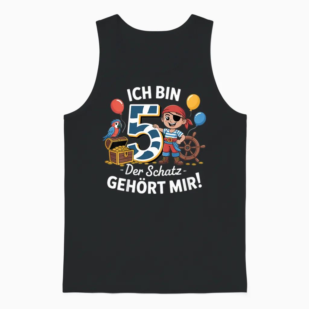 Ich Bin 5 Der Schatz Gehört Mir Piraten 5 Geburtstag Junge Unisex Tank Top in Black