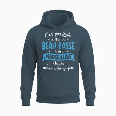 Marseillais Gift Idea Humour Birthday Beau Gosse T-Shirt, Black, S Unisex Hoodie - Dark Heather