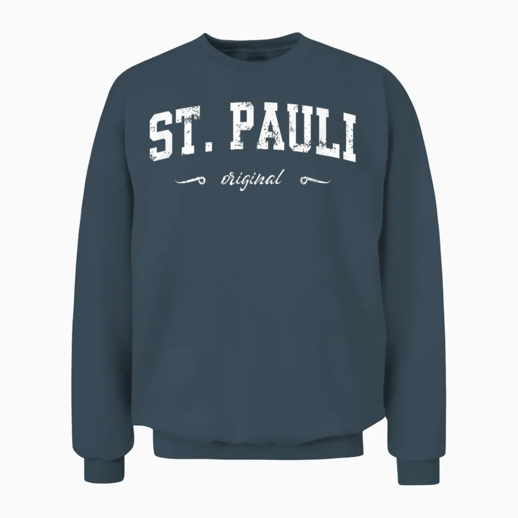 Hamburg St. Pauli College Design T-Shirt, Black Unisex Sweatshirt in Dark Heather
