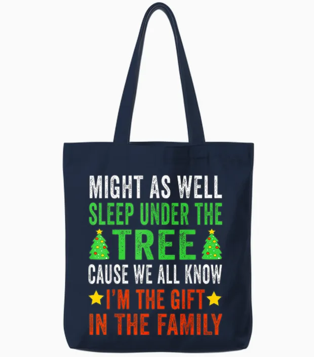 Funny Christmas Kids Christmas Pajamas Girls Boys Tote Bags in Navy
