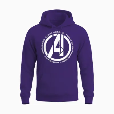 Marvel Super Heroes Avengers Fearless Legendary A-Logo Unisex Hoodie - Purple