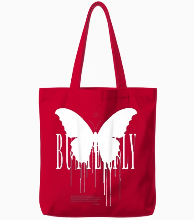 Effect Butterfly Insect Moth Butterfly Chaos Butterfly T-Shirt, Black Tote Bags in Red