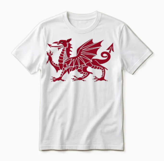 Welsh Dragon Symbol of Wales Unisex T-Shirt in White