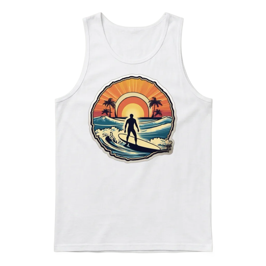 Surfer Surfing Retro Surfer Sunset Retro Unisex Tank Top - White