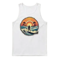 Surfer Surfing Retro Surfer Sunset Retro Unisex Tank Top - White – 1
