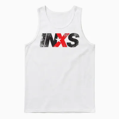 Inxs – Distressed Logo on White Unisex Tank Top - White