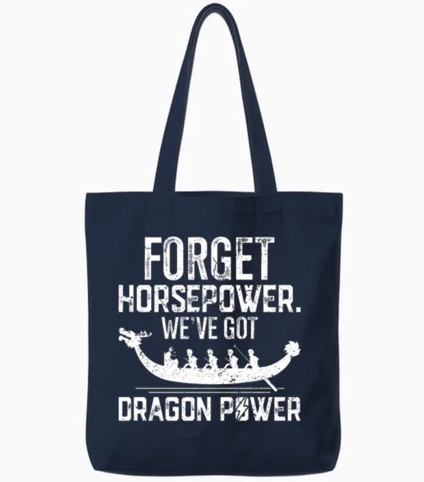 Funny Dragon Boat Racing Tote Bags in Navy