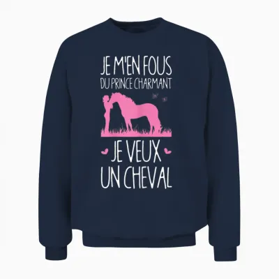 I Want a Horse Gift Girl Teen Kids Riding Funny Unisex Sweatshirt - Navy