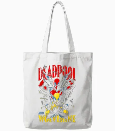 Marvel Deadpool & Wolverine Iconic Buds Retro Big Tote Bags - White