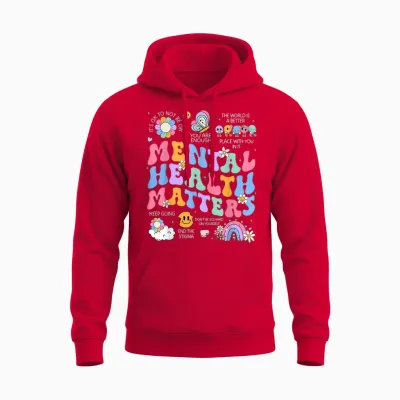 Mental Health Matters Human Brain Illness Awareness Unisex Hoodie - Red