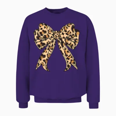 Kokette Schleife Leopard Gepard Print Für Frauen Mädchen Mädchen Mama Unisex Sweatshirt - Purple