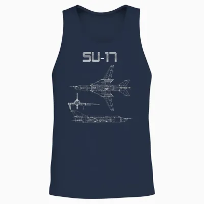 Su-17 Sowjetflugzeug Warbird Blueprint Schematik Diagramm Unisex Tank Top - Navy