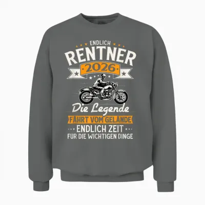 Rentner 2026 Geschenk Mann Biker Rente Ruhestand Lustig Unisex Sweatshirt - Graphite Heather