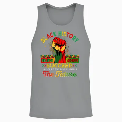 Believe Achieve Succeed African Freedom Black History Month Unisex Tank Top - Sport Grey