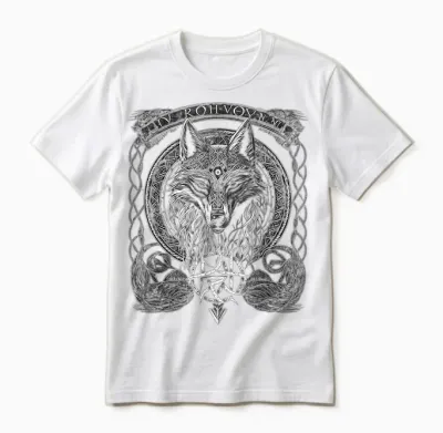 Odins Wolf Wikinger Nordische Runen Nordmann Mythologie Unisex T-Shirt - White