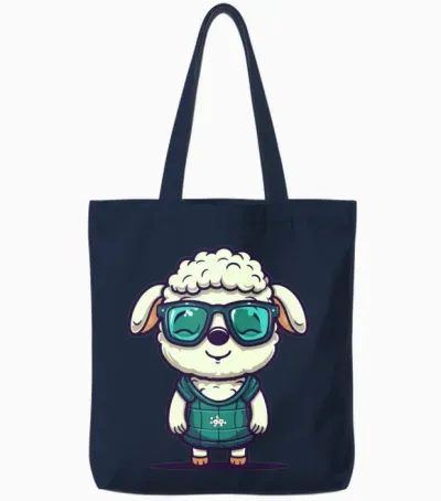 Funny Sheep with Sunglasses Tote Bags - Navy