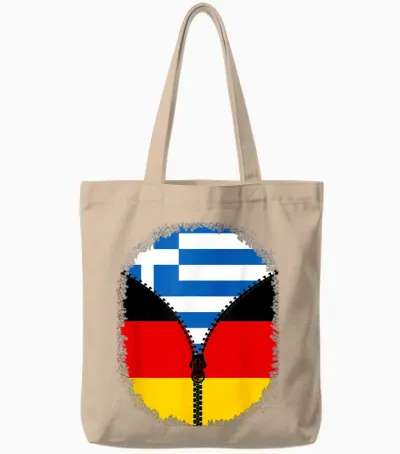 Griechenland Deutschland Flagge Griechisch Deutsch Reißverschluss Tote Bags - Natural