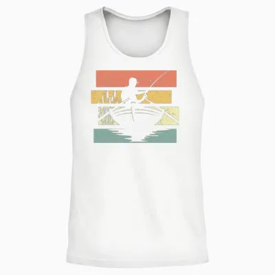 Fishing Retro Unisex Tank Top - White