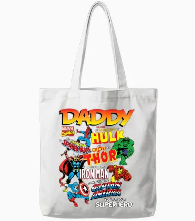Marvel Comics Our Dad Superhero Tote Bags - White