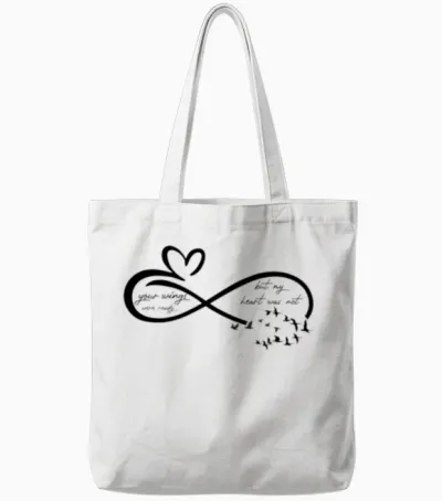Vintage Memorial Heart Love Sign Grieving Tote Bags - White