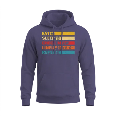 Fantasy Football Eat Sleep Check My Lineup Unisex Hoodie - Heather Sport Dark Navy