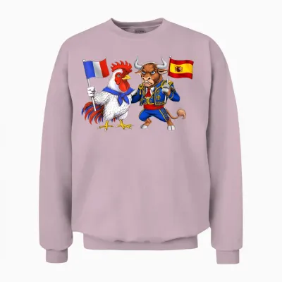 Flag France Spain French Roots Spanish Heritage Unisex Sweatshirt - Light Pink