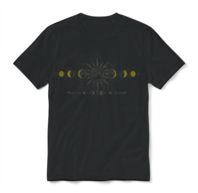 Mystic Sun & Moon Phases Mandala Unisex T-Shirt - Black