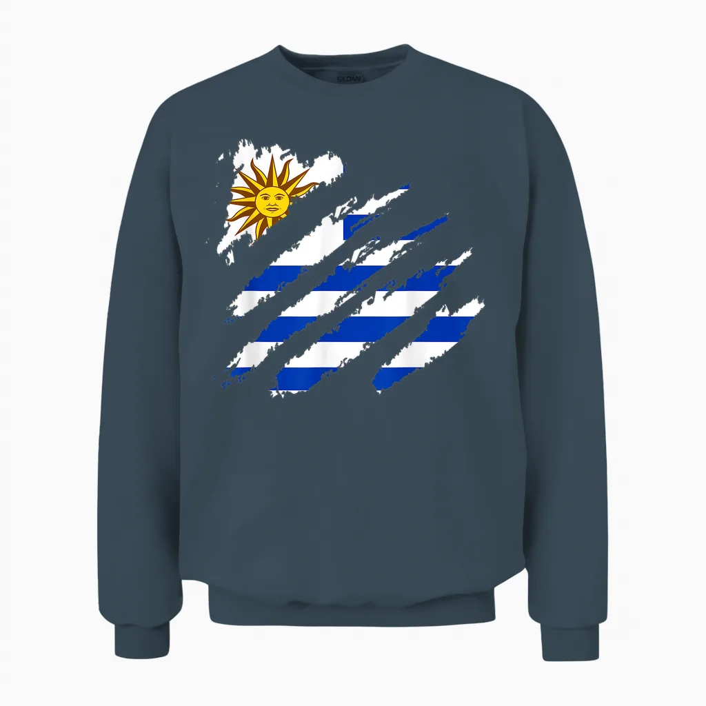 Uruguay-Flagge Heritage Claw Uruguayan Pride Uruguayische Wurzeln Unisex Sweatshirt in Dark Heather