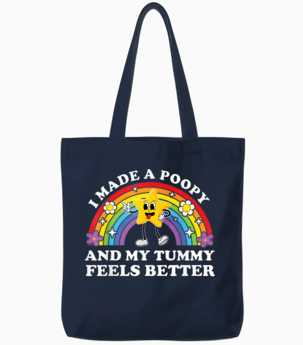 I Made a Poopy Funny Inappropriate Vacation Swap Adult Tote Bags in Navy