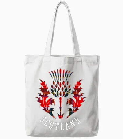 Scottish Scottish Thistle Scottish Emblem of Scotland T-Shirt, Black Tote Bags - White