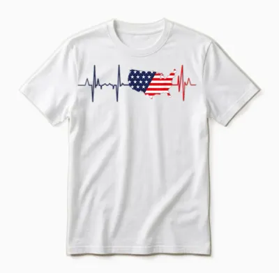 My Heart Beats for America - Patriotic Usa T-Shirt, White Unisex T-Shirt - White
