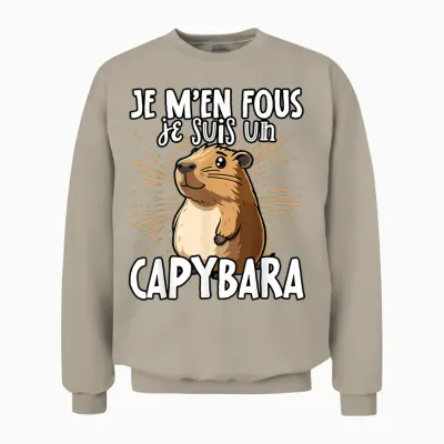 Je M'en Fous Je Suis Un Capybara - Sweet Capybara T-Shirt, Black, S Unisex Sweatshirt - Sand