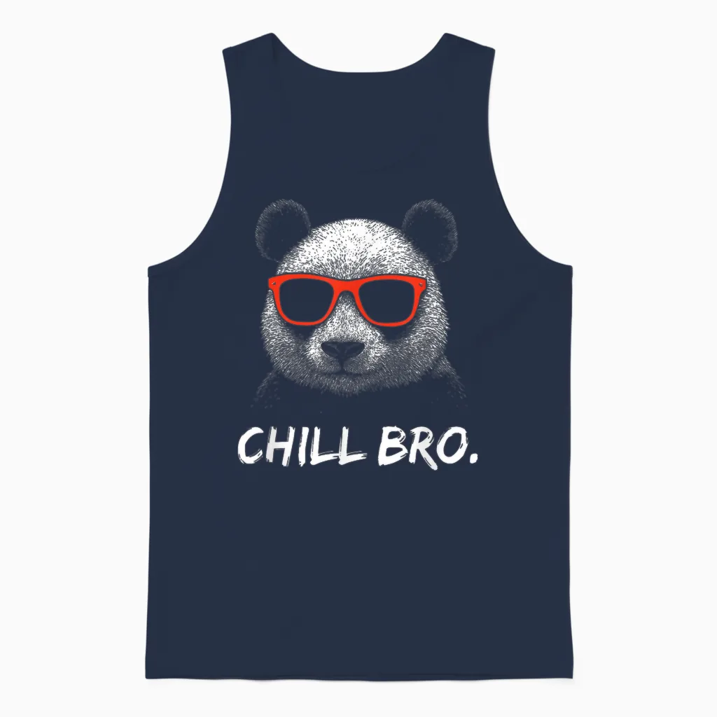 Chill Bro β Lustiges Panda Mit Sonnenbrille Gamer Unisex Tank Top in Navy