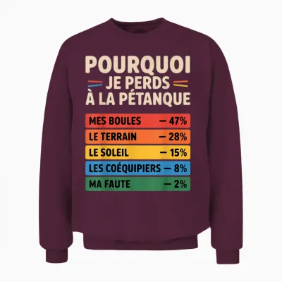 Funny Reasons to Lose Humor Gift Pétanque Unisex Sweatshirt - Maroon