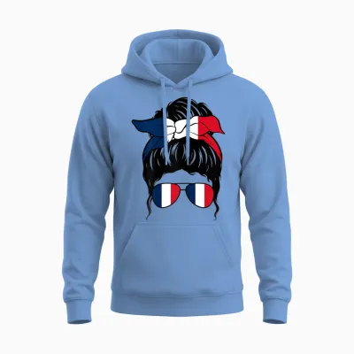 French Girl France French Flag French Pride Unisex Hoodie - Carolina Blue