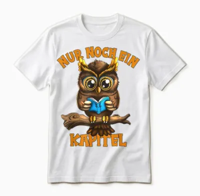 Nur Noch Ein Kapitel Owl Reading Owls Fan Kids Animal Lovers T-Shirt, Black, S Unisex T-Shirt - White