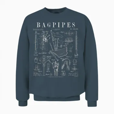 Bagpipe Bagpipe Player Vintage Patent Musician Unisex Sweatshirt - Dark Heather