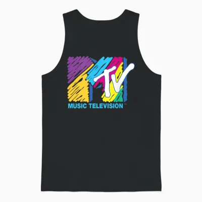 The Official Mtv Logo with Great Colors Painted with Big Pen Unisex Tank Top - Black